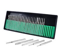 Mesee 30 Pieces Diamond Burr Assortment Set, 3mm Shank Diamond Coated Burrs Deburring Engraving Carving Drills Bits for Rotary Tool Accessories