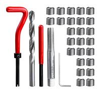 Mesee 30 Pieces Thread Repair Kit M8 x 1.25mm Metric Thread Insert Stripped Thread Repair Drill Tap Hand Tool Kit for Helicoil Type Internal Screw Holes Repairing