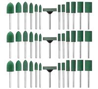 Mesee 39Pcs Rubber Polishing Bits Assorted Grinding Head Buffing Wheel 13 Sizes Buffer Abrasive Bits 3mm Mandrel Bullet Cylinder Disc Shaped Polishing Burrs Bit Kit for Dremel Rotary Tools - Green