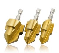 Mesee 3Pcs PPR Lifting Step Drill Bits for Water Tube Titanium Coated Pipe Reamer Drill Bit Set 1/4" Hex Shank Quick Change Expansion Repair Bits Plumbing Boring Reaming Tool for 1/2" 3/4" 1" Pipes