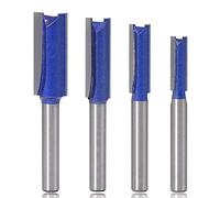 Mesee 4 Pieces Double Flute Straight Router Bit Set 1/4 Inch Shank Industrial Grade Tungsten Carbide Trimming Milling Cutter Woodworking Tools, Cutting Dia. 1/4", 5/16", 3/8", 1/2"