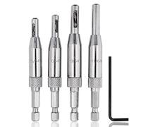 Mesee 4 Pieces Hinge Drill Bit Set, HSS Door Self Centering Drill Bits Hex Shank Window Cabinet Hinge Hardware Hole Opening Drill Bit Woodworking Pilot Hole Drilling Tool, 5/64'' 7/64'' 9/64'' 11/64''