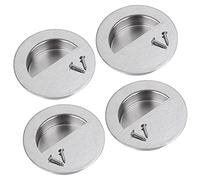 Mesee 4 Pieces Recessed Door Handles 60mm Stainless Steel Round Flush Sliding Pull Cabinet Handle Hidden Finger Pulls Circular Drawer Handles with Concealed Screws for Dresser Closet Door Handle