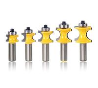 Mesee 5 Pieces Bullnose Router Bit Set, 1/2 Inch Shank Half Round Bearing Router Bits Woodworking Milling Cutter Tool 1/8" 3/16" 1/4" 5/16" 3/8" Radius