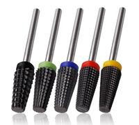 Mesee 5 Pieces Ceramic Nail Drill Bits, 2.35mm Shank Professional Nail File Drill Bit Set XF F M C XC Tapered Barrel Nail Bits Acrylic Nails Polish Cuticle Removal Bits for Manicure Pedicure Nail Care