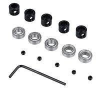 Mesee 5 Set Router Bit Bearings with Fixed Collars Kit, Bottom Mounted Ball Bearing Guide Replacement Fit 1/4'' Shank Router Bit Repair Attachment - Inner Dia. 1/4” & Outer Dia. 1/2”