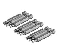 Mesee 50mm Square Head Screwdriver Bit Set with 1/4 Inch Hex Shank, S2 Steel SQ1 SQ2 SQ3 Magnetic Square Screw Driver Bits Accessory Tool Kit for Electric Hand Screwdrivers, 3 Sets/Total 9Pcs