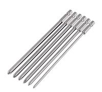 Mesee 6 Pieces 150mm Long Cross Head Screwdriver Bits, Magnetic Phillips Screwdriver Bit Set 1/4 Inch Hex Shank Phillips Driver Bits Tool Accessory for Electric Appliance Furniture Car Bike Repair