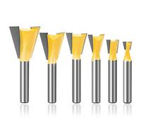 Mesee 6 Pieces Dovetail Router Bits, 1/4 Inch Shank Half-Blind & Through Dovetail Joint Router Bit Set Woodworking Milling Cutter Tools 1/4" 3/8" 1/2" 5/8" 3/4" 7/8"