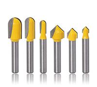Mesee 6 Pieces Grooving Router Bit Set, 90 Degree V-Groove and Core Box Template Groove Router Bits Woodworking Carving Cutter Tool for 3D CNC Signmaking Lettering Engraving, 1/4 Inch Shank