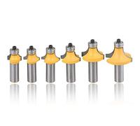 Mesee 6 Pieces Round Over Edging Router Bit Set, 1/2-Inch Shank Corner Roundover Beading Router Bits Woodworking Milling Cutter Tools, 1/8", 1/4", 5/16", 3/8", 7/16", 1/2" Radius