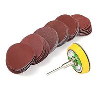 Mesee 60 Pieces Round Sanding Discs, 50mm Hook & Loop Sander Pads 100-2000 Grit Sandpaper Replacement Assortment Kit with 3mm Shank Sanding Backing Pad for Rotary Tool Grinder Attachment