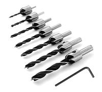 Mesee 7 Pieces HSS Countersink Drill Bit Set 3mm 4mm 5mm 6mm 7mm 8mm 10mm High Speed Steel Counter Sink Bits Carpentry Chamfer Reamer Woodworking Chamfering Tool