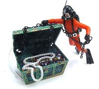 Mesee Aquarium Floating Diver Ornament, Micro Landscape Decor Undersea Treasure Chest Diver Aquarium Decoration for Home Fish Tank Arts Crafts Decorating