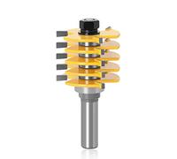 Mesee Finger Joint Router Bit, 1/2 Inch Shank Professional 5 Blade 3 Flute Adjustable Box Joint Router Bit Woodworking Chisel Cutter Milling Tool