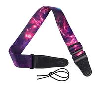 Mesee Guitar Strap, Adjustable Purple Cloud Guitar Strap Starry Sky Pattern Soft Shoulder Strap with Leather Ends for Electric Acoustic Classical Guitar Bass Rock