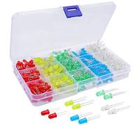 Mesee Pack of 500 Pieces 5mm Light Emitting Diodes Multicolor LED Bulb Lamp White Yellow Red Blue Green LED Diode Assorted Kit for Arduino Electronic Components Parts