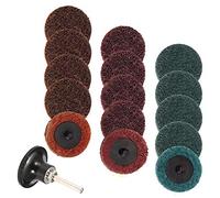 Mesee Roll Lock Sanding Disc Set, 2 Inch/50mm R-Type Quick Change Discs Surface Conditioning Disc with Disc Pad Holder for Die Grinder Surface Rust Paint Removal, 15 Pcs(Course/Medium/Fine Grit)