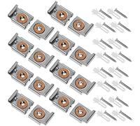 Mesee Spring Loaded Mirror Hanger Clip Set, 4 Sets(16 Pieces) Unframed Glass Mirrors Mount Bracket with Rawl Plugs and Screws Wall Support Clips Fixing Kit for Mirror Photo Picture Frame