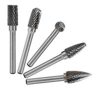 Mesee Tungsten Carbide Burr Set, 8mm Double Cut Rotary Carving Point Burrs with 6mm Shank Die Grinder Bits Tool Accessories Kit for Woodworking Drilling Metal Engraving Polishing - Set of 5