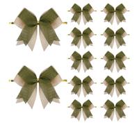 Meseey 12 Pcs Double-Layered Burlap Bows 4 Inch Hanging Bows Rustic Bow Decor for Christmas Trees Holiday Farmhouse Fall Wreath Decoration (Sage Green)