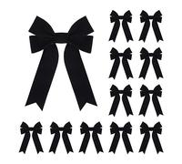Meseey 12 Pcs Velvet Ribbon Bow Christmas Wreath Bows for Garland Gift Wrapping Indoor Outdoor Christmas Parties Decorations (Black, 12)