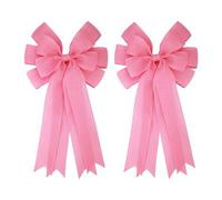 Meseey 2 Pcs 20 x 10 Inch Large Pink Burlap Bows Easter Wreaths Bow for Gift Wrapping Spring Tree Topper Front Door Home Decorations (Pink)