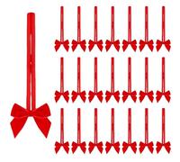 Meseey 24 Pcs 10 Inch Elastic Christmas Bow for Gift Wrapping Stretch Loops with Pre Tied Velvet Bows for Christmas Boxes Wrapping Party Wedding Decor(Red)