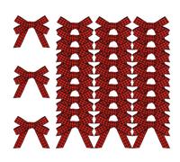 Meseey 30pcs 2.5" Mini Burlap Ribbon Twist Tie Bow Gingham Ribbon Double Bows for Packages Gift Wrapping Christmas Decoration (Red Black)