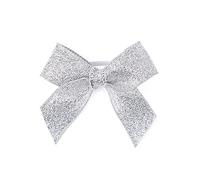 Meseey 50pcs Stretch Elastic Loops with Pre-Tied Ribbon Bows for Gift Wrapping,Baby Showers, Weddings, Christmas Boxes. (1", Silver)