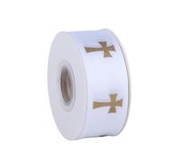 Meseey 7/8 Inch He is Risen Cross Religious Ribbon for Church Services, Sunday School, Easter Services, Gift Wrap, Easter Baskets (Gold Cross)
