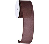 Meseey Burlap Wired Ribbon, 2.5 Inch Plaids, Buffalo Check, Wired Edge, for DIY Projects, Gift Wrapping, Wreaths, Christmas Decoration (Brown, 2.5Inch Solid)