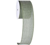 Meseey Burlap Wired Ribbon, 2.5 Inch Plaids, Buffalo Check, Wired Edge, for DIY Projects, Gift Wrapping, Wreaths, Christmas Decoration (Sage Green, 2.5Inch Solid)