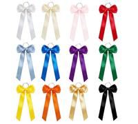 Meseey Rainbow Satin Bow Wine Glass Charms Set of 12, Double Sided Assorted Bright Colors Bow Drink Markers for Stem Wine Glasses Champagne Flutes Cocktails, Colorful Party Decor for Wedding Birthday