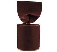 Meseey Velvet Wired Edge Ribbon, 4 Inch Width, Christmas Gift Wrapping Ribbon, Waterproof for Wreath DIY Crafts (Brown, 20 Yards)