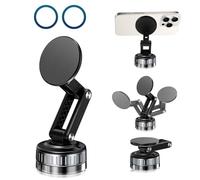 Mesen Vacuum Suction Cup Car Phone Holder for MagSafe, 360° Rotatable Suction Phone Mount, Strong Suction Cup Magnetic Cars Phone Holder for iPhone, Samsung, All Smartphones & All Car Models