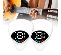 Mesenymm 2 In 1 Guitar Tuner and Guitar Pick, Digital Acoustic Guitar Tuner, Guitar Pick with LED Screen Display 0.6mm Thickness, Plectrum with 12 Equal Temperaments Musical Note (2 Pcs)
