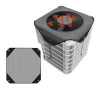 Mesh Air Conditioner Covers for Outside, Central Outdoor Air Conditioner Cover, Polyester Woven Fabric, High Elastic Bungee Cords, Top Protection Defender Design(Black,36x36in/91x91cm)