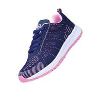 Mesh Air Cushion Shoes Women's Orthopedic Trainers Arch Support Comfortable Tennis Walking Sneakers Non-Slip Breathable Gym Jogging Footwear Lightweight Casual Lace-Up Trainer for Sport Run Dark Blue