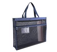 Mesh Art Bag, Mesh Zipper Folder Pockets | 17 x 13 x 4.4 Inch Transparent Poster Storage Bag with Handle and Zip Closure | A3 Carrying Case for Artwork, Charts and Teaching Materials, Blue, verwijzen