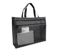 Mesh Art Tote - 17×13×4.4 Inches Clear Art Bag with Handle and Zipper | A3 Document Organizer for Posters, Painting and Educational Materials, Out Storage, Black, Se référer au descriptif, Refer to