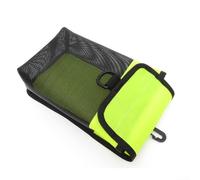 mesh bag for scuba dive reel snap and safety marker buoy holder with swivel buckle for easy clipping to diving gear during underwater use (yellow)
