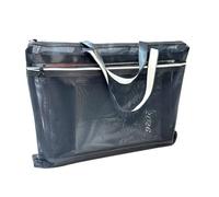 Mesh Bag Zipper Document Wallet Twin Pocket Folders Stationery Organiser Multi Purpose Storage Bags for Office School Travel Cosmetic Pouch Black (Large Bag)