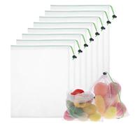 Mesh Bags,8 PCS Reusable Mesh Produce Bags with Drawstring Breathable Net Storage Bags for Fresh Vegetables Fruit & Grocery Shopping Washable See-Through Food Nets for Organisation