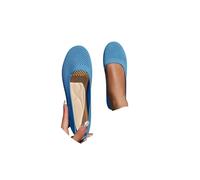 Mesh Ballet Flats for Women Slip On Ballet Pumps Women Dress Knitted Fold Up Shoes Round Toe Wide Fit Work Flats Solid Color Comfortable Foldable Ballerina Shoes(Blue,3.5 UK)