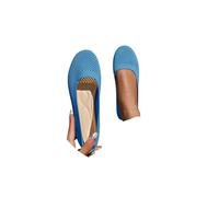 Mesh Ballet Flats for Women Slip On Ballet Pumps Women Dress Knitted Fold Up Shoes Round Toe Wide Fit Work Flats Solid Color Comfortable Foldable Ballerina Shoes Blue