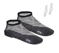 Mesh Ballet Flats for Women, Ultra Comfortable Shiny Gem Mesh Flats, Glittery Stretchy Net Shoes for Women (5,Black)
