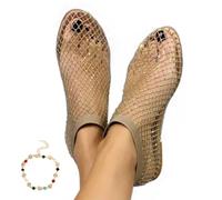 Mesh Ballet Flats for Women, Ultra Comfortable Shiny Gem Mesh Flats, Women's Flats Slip On Mesh Shoes (Gold, Adult, Women, 6, Numeric, UK Footwear Size System, Medium)
