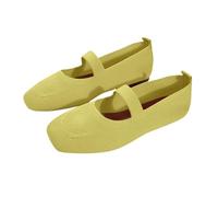 Mesh Ballet Flats for Womens Breathable Stretch Knitted Cute Dance Shoes Slip-on Square Toe Comfortable Casual Date Shoe Wedding Travel Daily Wear Mary Janes (Light Green, 7.5)