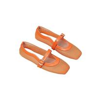 Mesh Ballet Flats Large Size Mary Jane Simple Comfortable Slip-On Women Shoes(Orange,4.5 UK)
